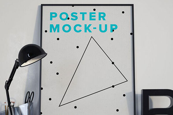 Front View of a Black Framed Poster Mockup