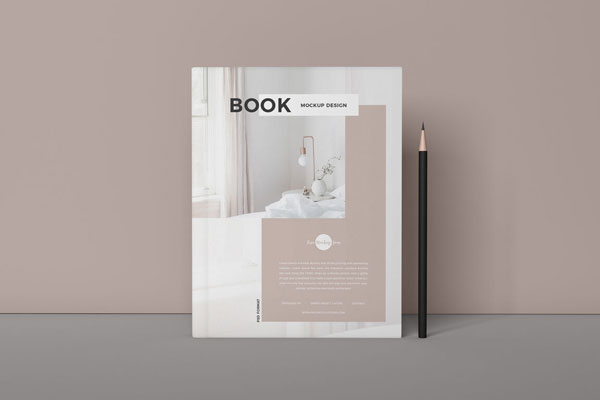 Front View of a Book Cover with a Pencil Mockup