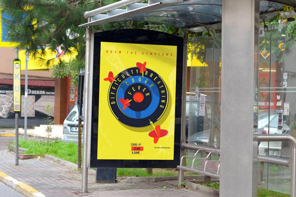 Front View of a Bus Stop MUPI Mockup