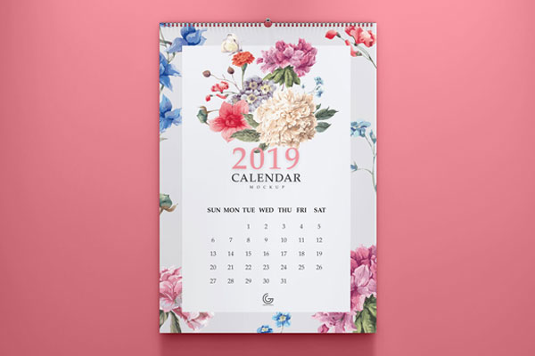 Front View of a Calendar Hanged on the Wall Mockup