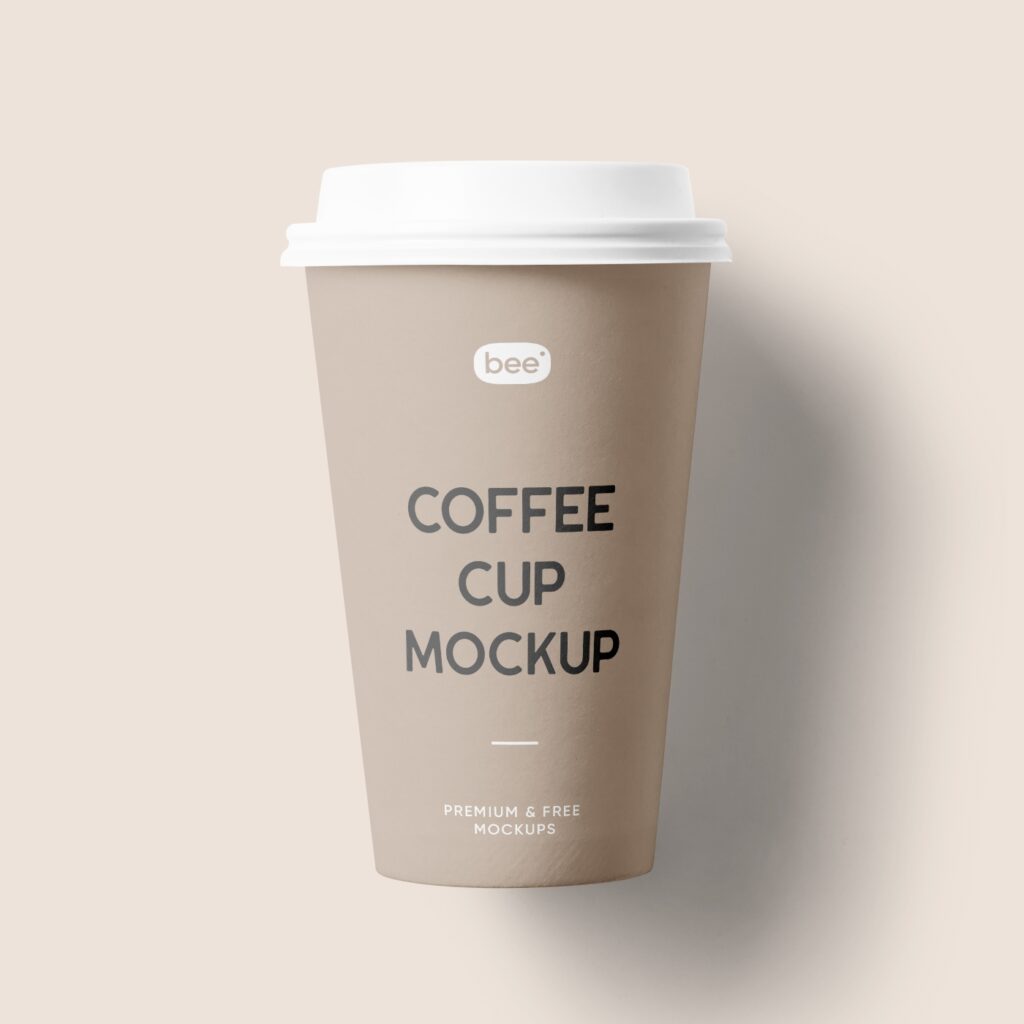 Front View of a Capped Paper Coffee Cup Mockup