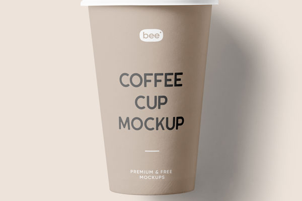 Front View of a Capped Paper Coffee Cup Mockup