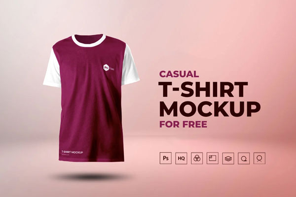 Front View of a Casual Round-Neck T-Shirt Mockup