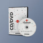Front View of a CD/DVD Disc and Case Cover Mockup