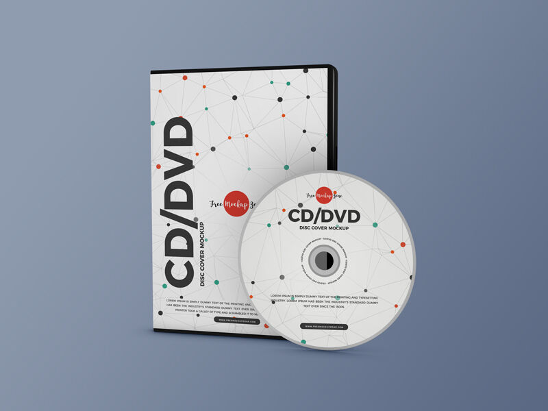 Front View of a CD/DVD Disc and Case Cover Mockup