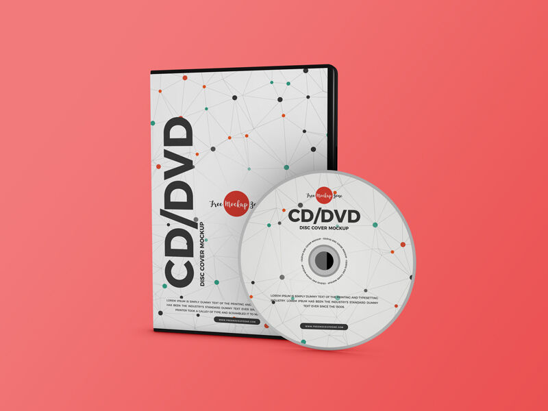 Front View of a CD/DVD Disc and Case Cover Mockup