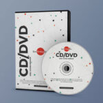 Front View of a CD/DVD Disc and Case Cover Mockup