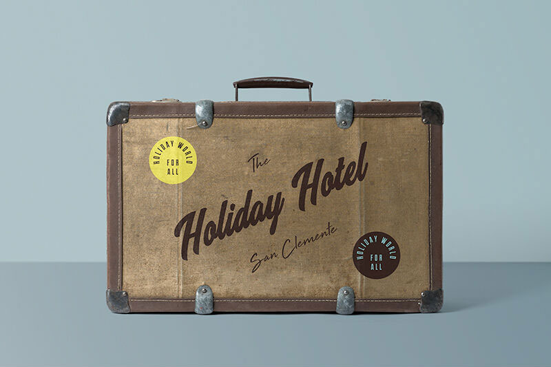 Front View of a Classic Brown Suitcase Mockup