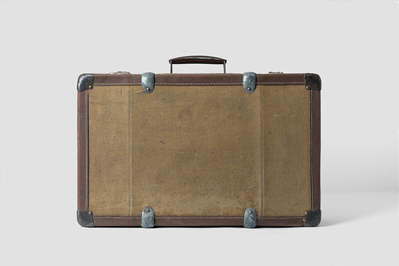Front View of a Classic Brown Suitcase Mockup