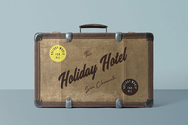 Front View of a Classic Brown Suitcase Mockup