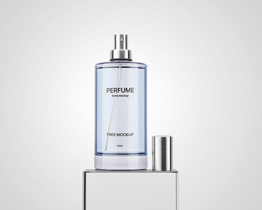 Front View of a Clear Perfume Bottle Mockup