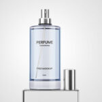 Front View of a Clear Perfume Bottle Mockup