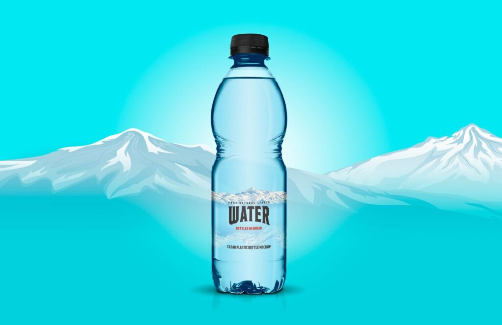 Front View of a Clear Plastic Bottle Mockup