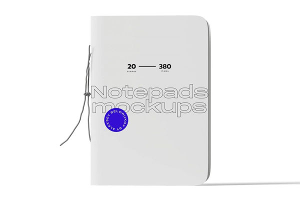 Front View of a Closed and Rope-Tied Notepad Mockup