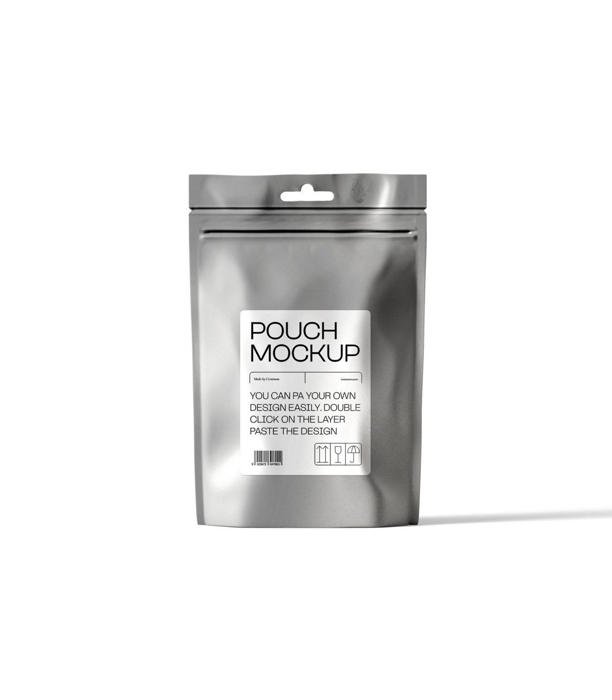 Front View of a Coffee Packaging Pouch Mockup FREE PSD