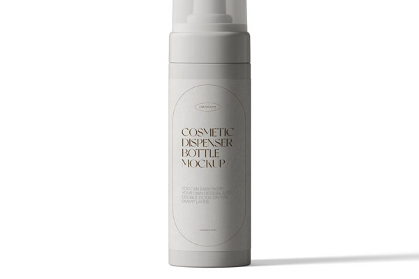 Front View of a Cosmetic Dispenser Bottle Mockup