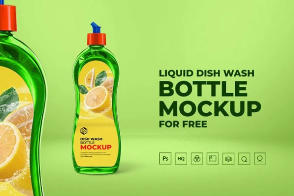 Front View of a Dish Wash Bottle Mockup