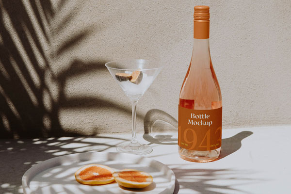 Front View of a Elegant Champagne Bottle Mockup
