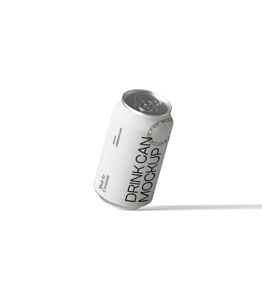 Front View of a Floating Beverage Can Mockup