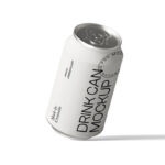 Front View of a Floating Beverage Can Mockup