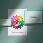 Front View of a Floating Corporate Stationery with Overlay Shadows Mockup