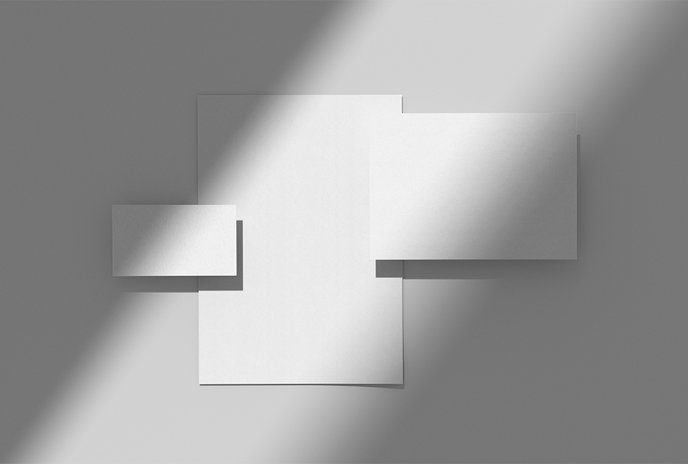 Front View of a Floating Corporate Stationery with Overlay Shadows Mockup
