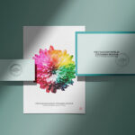 Front View of a Floating Corporate Stationery with Overlay Shadows Mockup