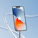 Front View of a Floating iPhone 13 Mockup