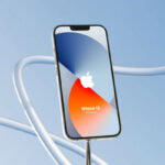 Front View of a Floating iPhone 13 Mockup