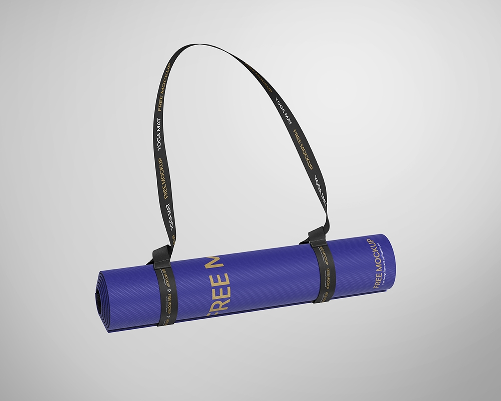 Front View of a Floating Rolled Yoga Mat Mockup