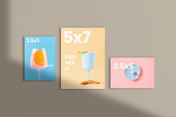 Front View of a Flyer and Two Cards Mockup