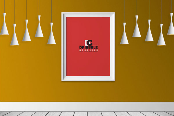 Front View of a Frame Hanging on the Wall Mockup