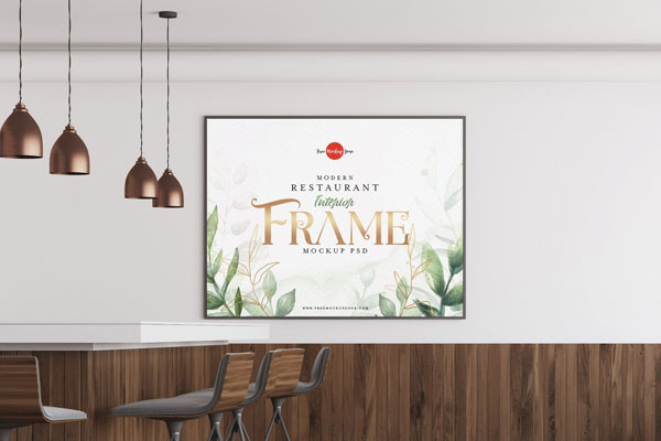 Front View of a Frame in Modern Restaurant Mockup