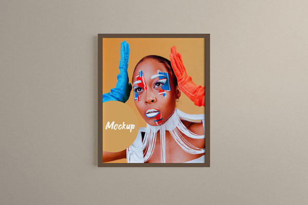 Front View of a Framed Poster Mockup