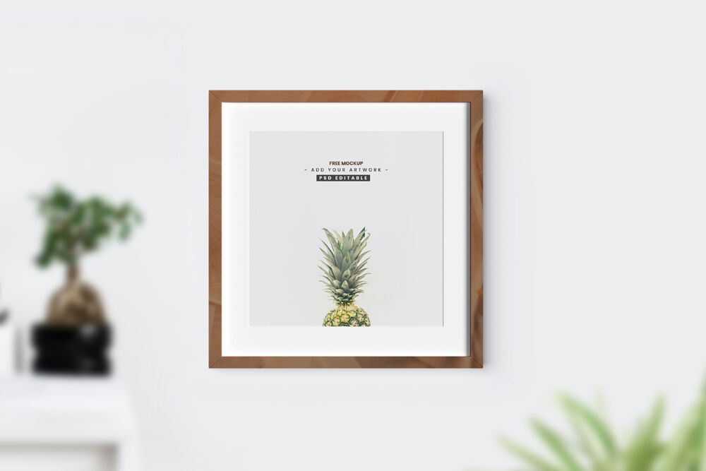 Front View of a Framed Square Poster Mockup