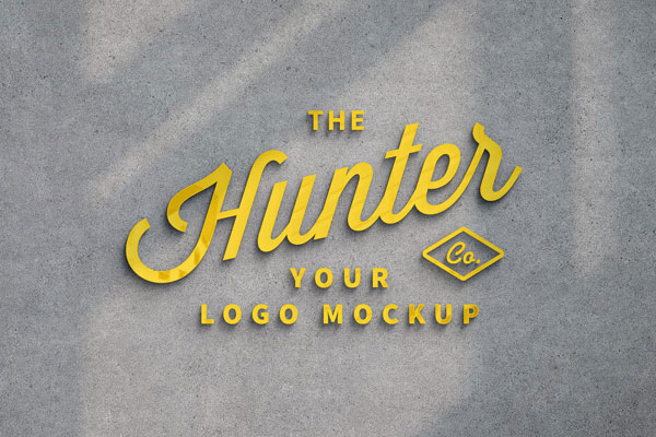 Front View of a Glowing Logo on a Concrete Surface Mockup / Text Effect