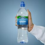 Front View of a Hand Holding a Water Bottle Mockup