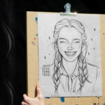 Front View of a Hand Holding Drawing Board Artwork Showcase Mockup