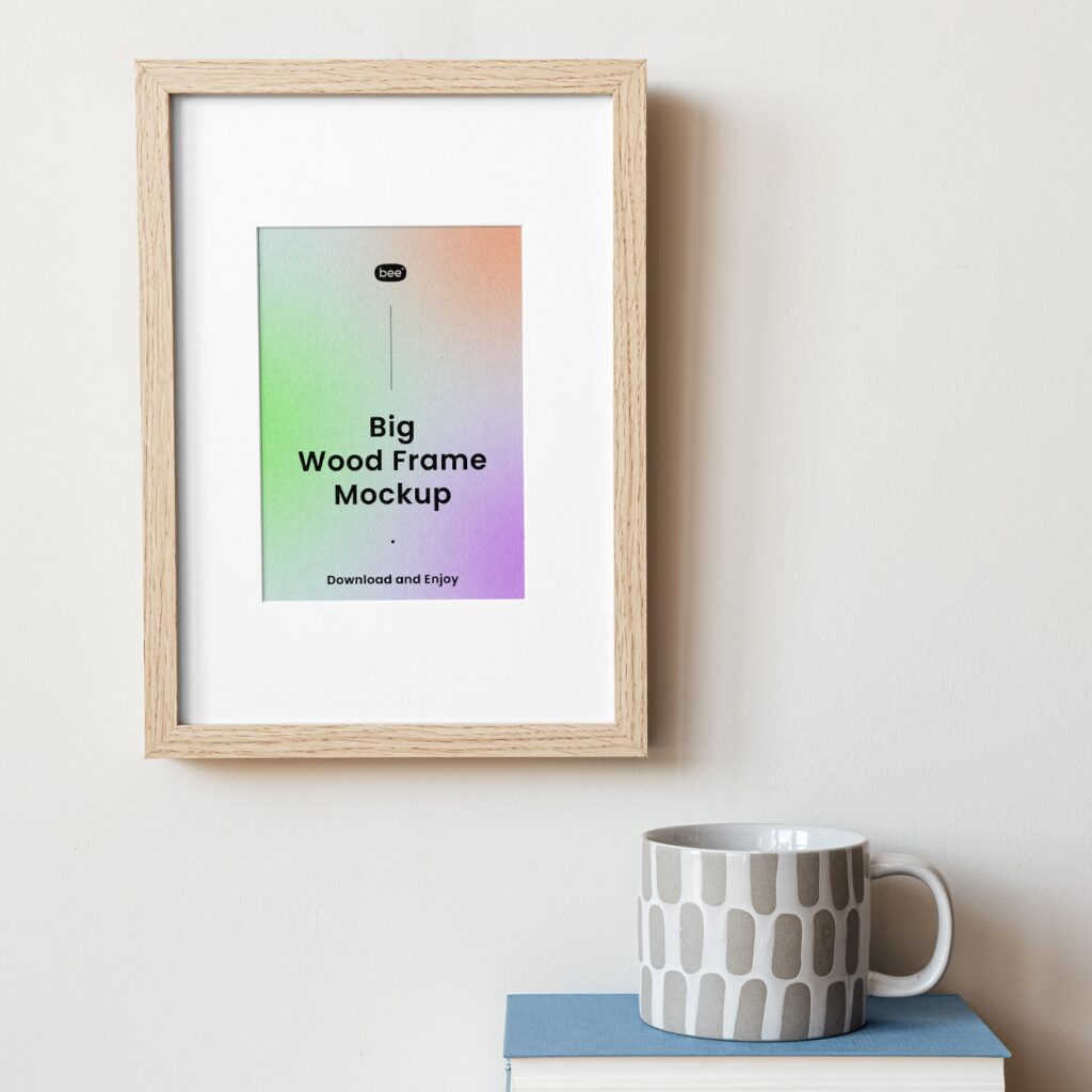 Front View of a Hanged Wooden Frame Mockup