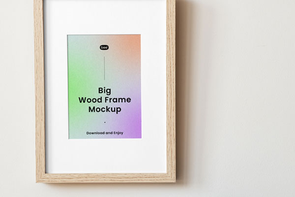 Front View of a Hanged Wooden Frame Mockup