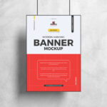 Front View of a Hanging Banner Mockup