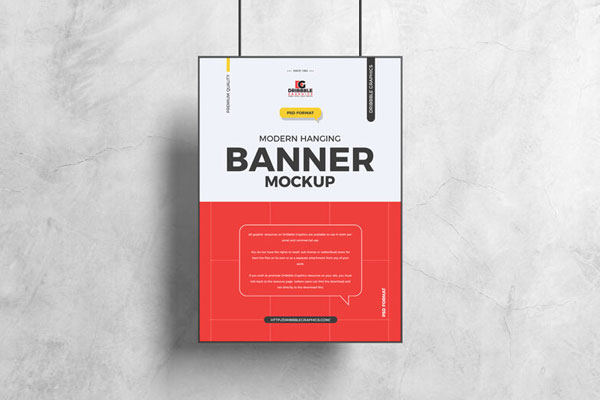 Front View of a Hanging Banner Mockup