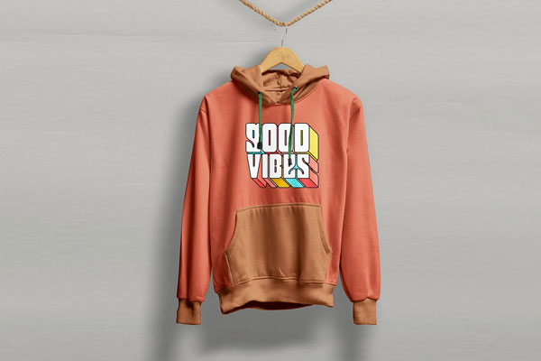 Front View of a Hanging Hoodie Mockup