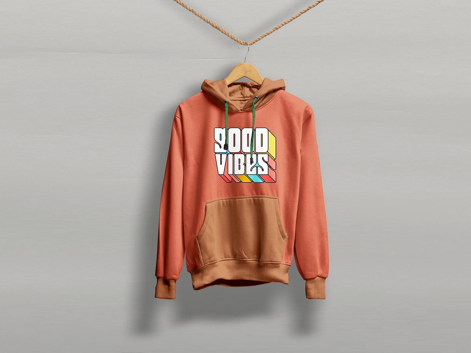 Front View of a Hanging Hoodie Mockup FREE PSD