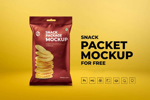 Front View of Snack / Chips Packaging Mockup
