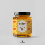 Front View of a Hexagonal Honey Jar Mockup with a Lid