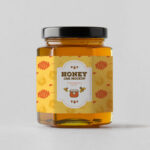 Front View of a Hexagonal Honey Jar Mockup with a Lid