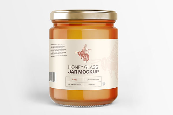 Front View of a Honey Glass Jar Mockup