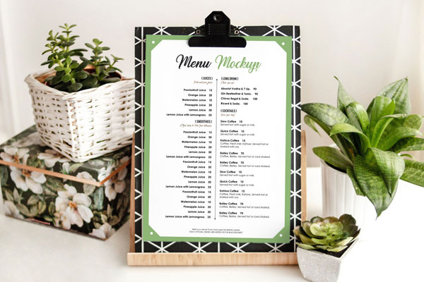 Front View of a Hotel/Restaurant Menu Mockup