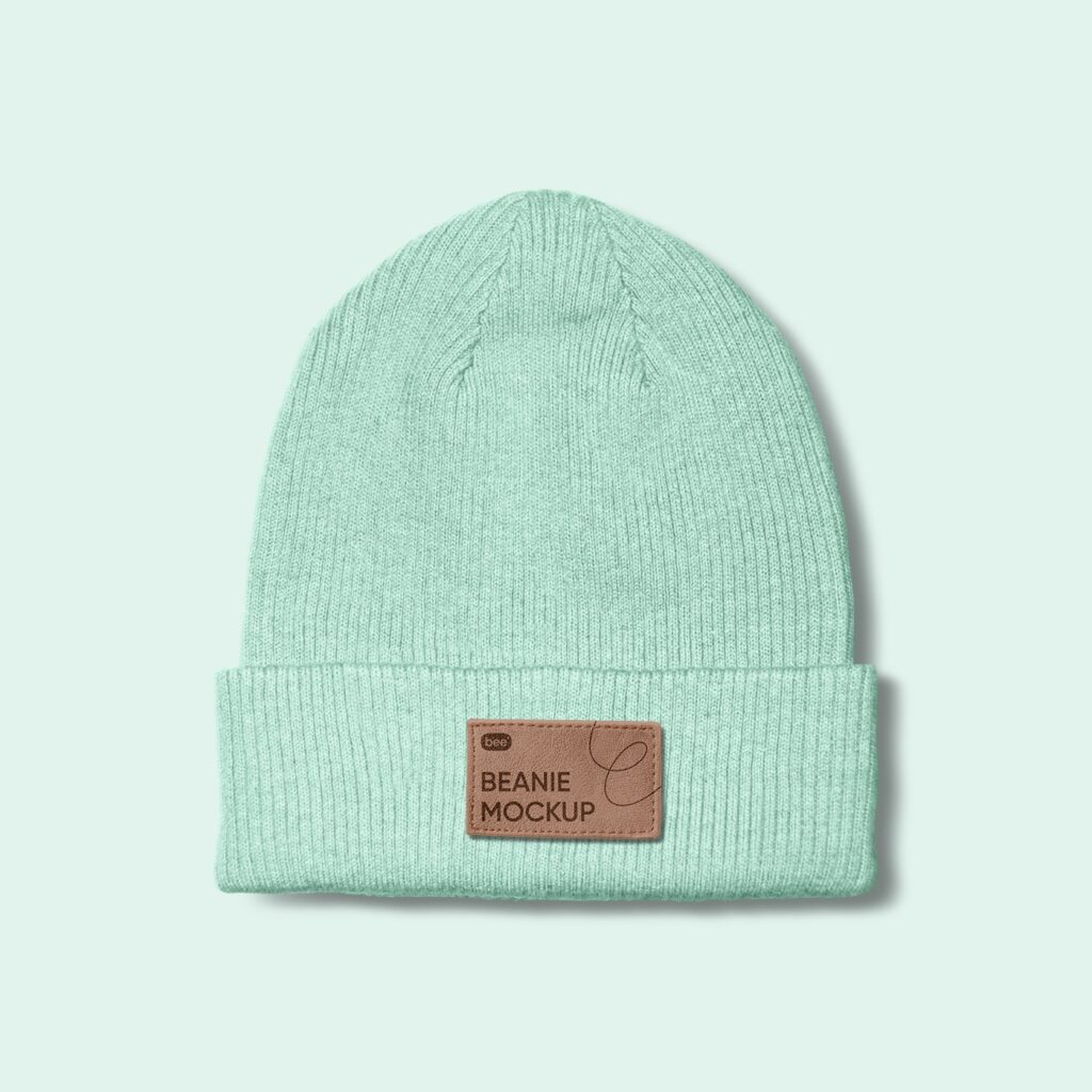 Front View of a Labeled Beanie Mockup